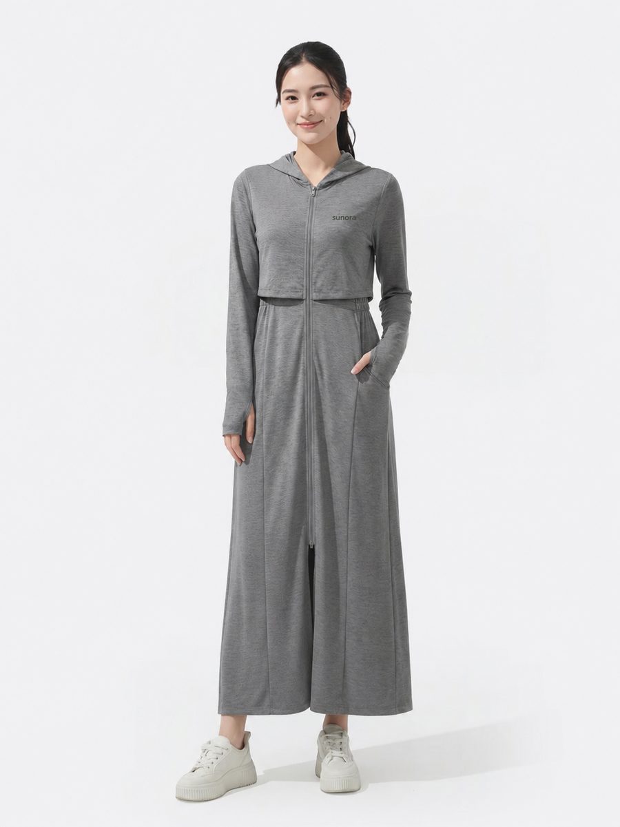 Áo khoác chống nắng dáng dài Sunora Ice Silk màu xám